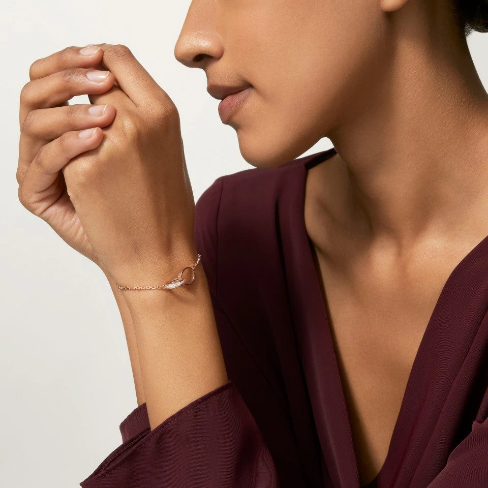 [⭐Corinne]LOVE DOUBLE RING HALF DIAMOND BRACELET