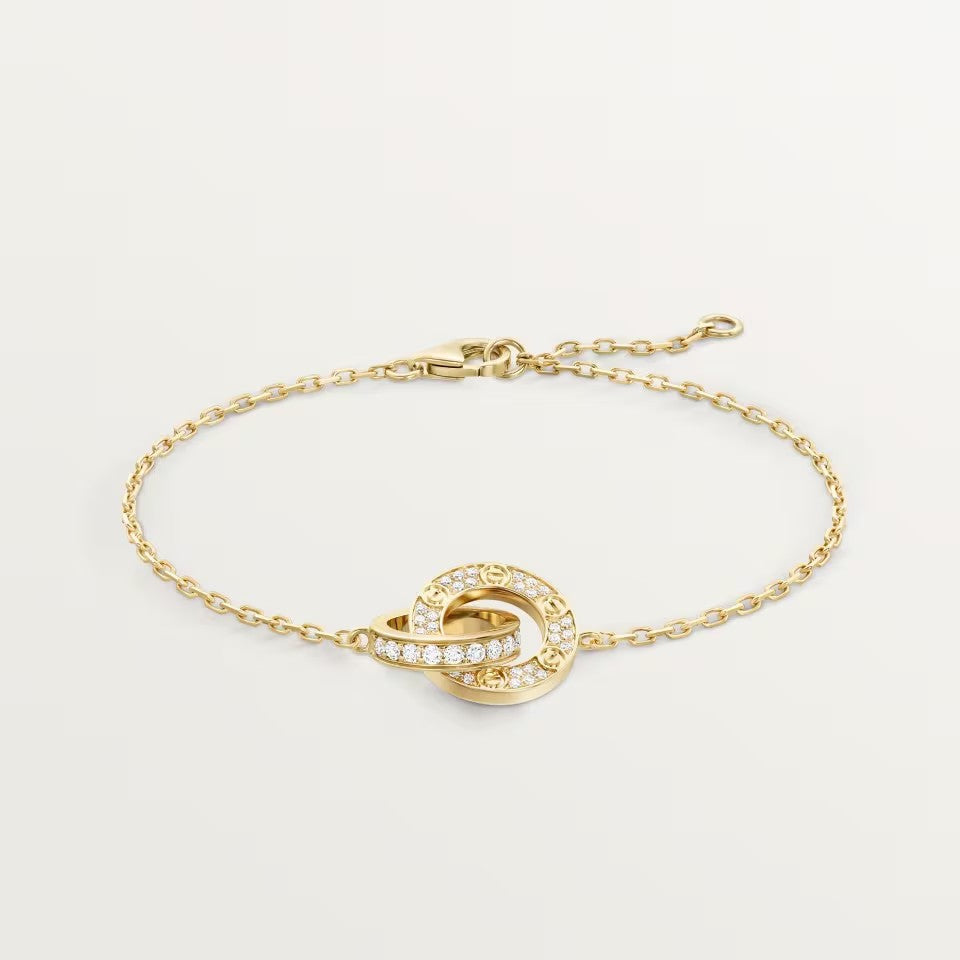 [⭐Corinne]LOVE DOUBLE RING FULL DIAMOND BRACELET