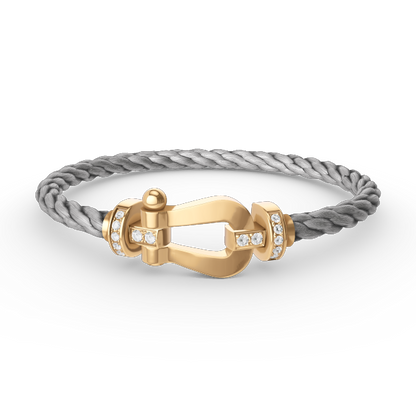 [⭐Corinne]FORCE LARGE HORSESHOE HALF DIAMOND BRACELET GOLD