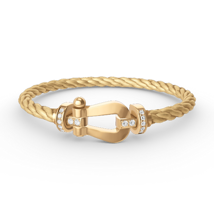 [⭐Corinne]FORCE LARGE HORSESHOE HALF DIAMOND BRACELET GOLD