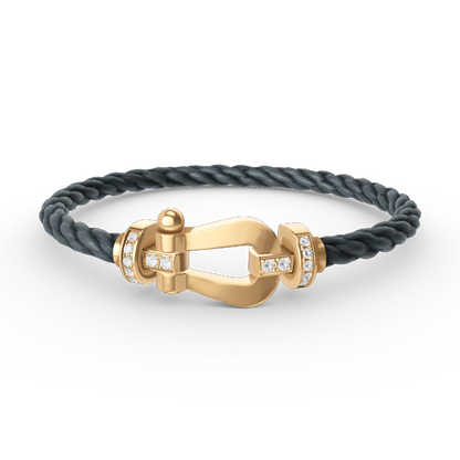 [⭐Corinne]FORCE LARGE HORSESHOE HALF DIAMOND BRACELET GOLD