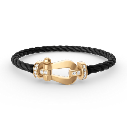 [⭐Corinne]FORCE LARGE HORSESHOE HALF DIAMOND BRACELET GOLD
