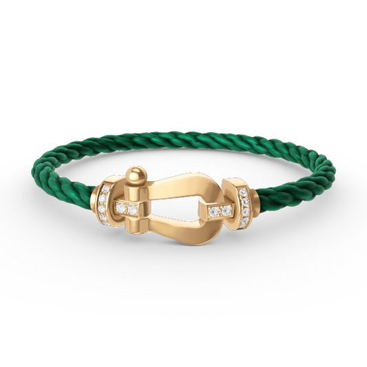 [⭐Corinne]FORCE LARGE HORSESHOE HALF DIAMOND BRACELET GOLD