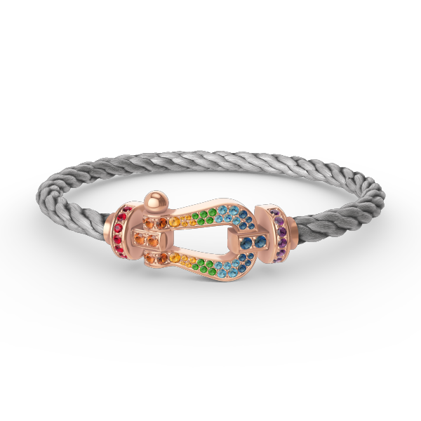 [⭐Corinne]FORCE LARGE HORSESHOE  COLORED DIAMOND BRACELET ROSE GOLD