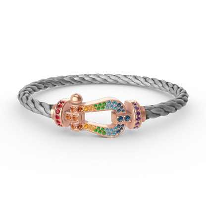 [⭐Corinne]FORCE LARGE HORSESHOE  COLORED DIAMOND BRACELET ROSE GOLD