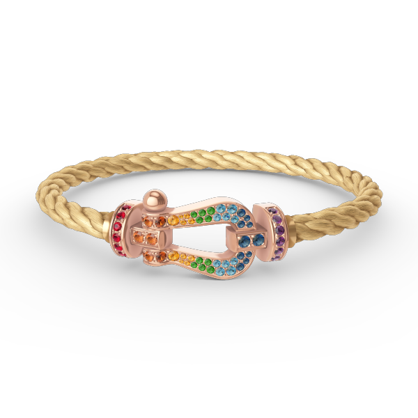 [⭐Corinne]FORCE LARGE HORSESHOE  COLORED DIAMOND BRACELET ROSE GOLD
