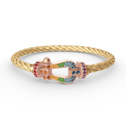 [⭐Corinne]FORCE LARGE HORSESHOE  COLORED DIAMOND BRACELET ROSE GOLD