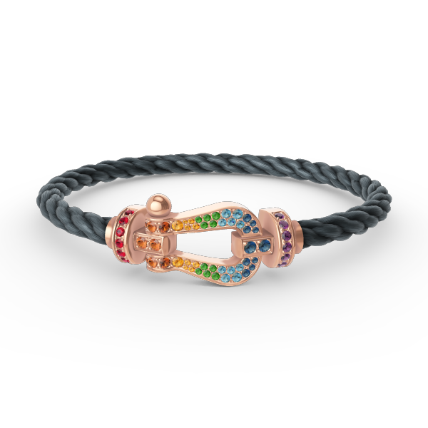 [⭐Corinne]FORCE LARGE HORSESHOE  COLORED DIAMOND BRACELET ROSE GOLD