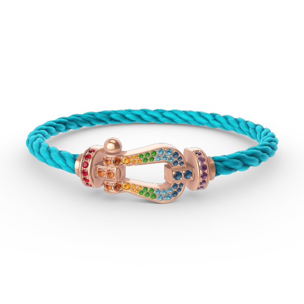 [⭐Corinne]FORCE LARGE HORSESHOE  COLORED DIAMOND BRACELET ROSE GOLD