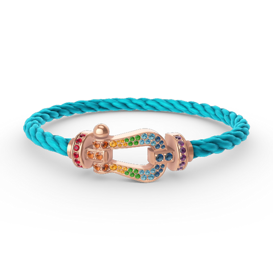 [⭐Corinne]FORCE LARGE HORSESHOE  COLORED DIAMOND BRACELET ROSE GOLD