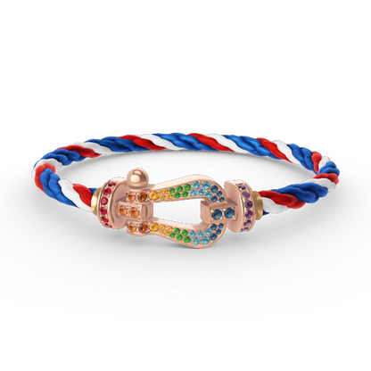 [⭐Corinne]FORCE LARGE HORSESHOE  COLORED DIAMOND BRACELET ROSE GOLD
