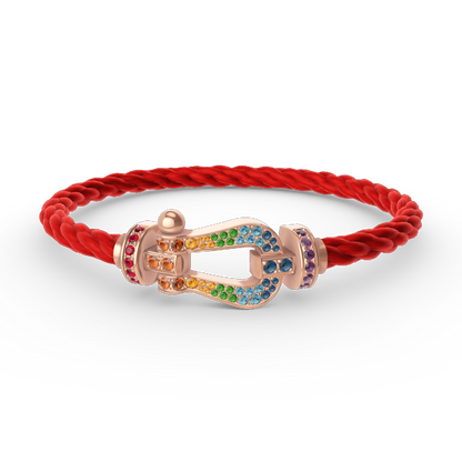 [⭐Corinne]FORCE LARGE HORSESHOE  COLORED DIAMOND BRACELET ROSE GOLD