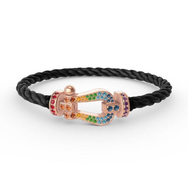 [⭐Corinne]FORCE LARGE HORSESHOE  COLORED DIAMOND BRACELET ROSE GOLD