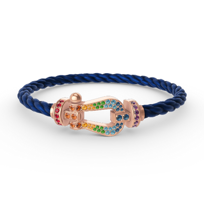 [⭐Corinne]FORCE LARGE HORSESHOE  COLORED DIAMOND BRACELET ROSE GOLD