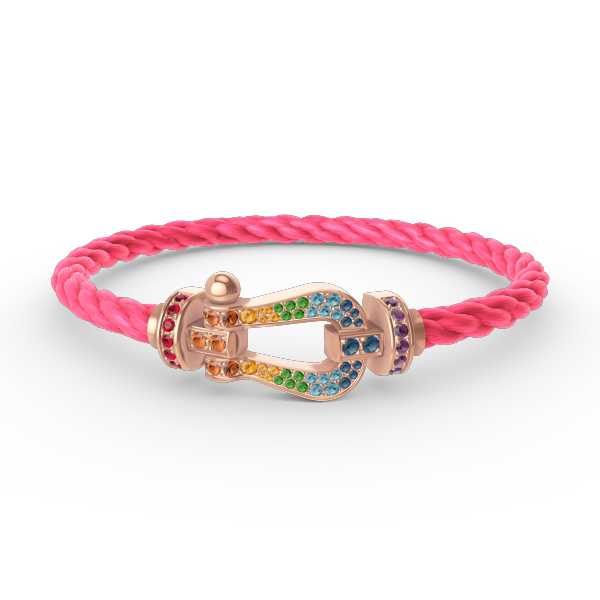 [⭐Corinne]FORCE LARGE HORSESHOE  COLORED DIAMOND BRACELET ROSE GOLD