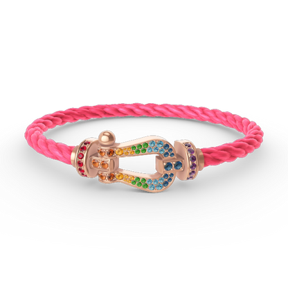 [⭐Corinne]FORCE LARGE HORSESHOE  COLORED DIAMOND BRACELET ROSE GOLD