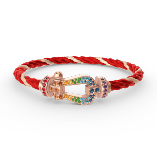 [⭐Corinne]FORCE LARGE HORSESHOE  COLORED DIAMOND BRACELET ROSE GOLD