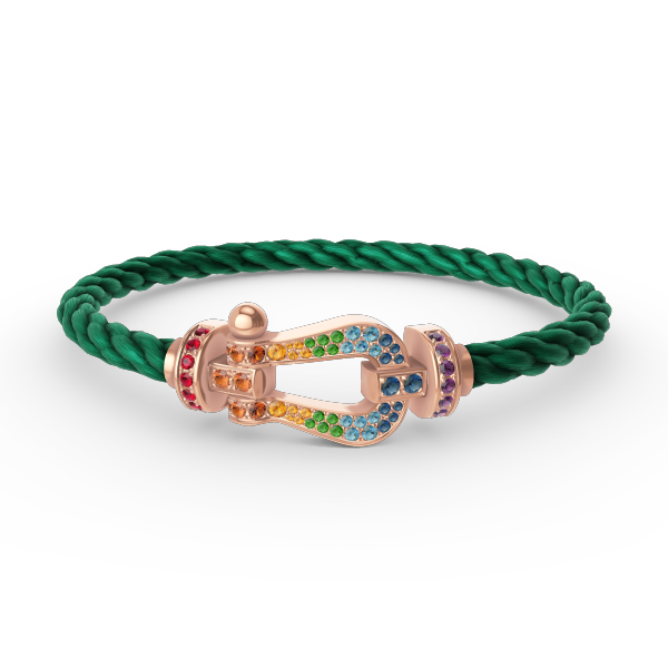 [⭐Corinne]FORCE LARGE HORSESHOE  COLORED DIAMOND BRACELET ROSE GOLD