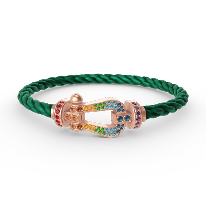 [⭐Corinne]FORCE LARGE HORSESHOE  COLORED DIAMOND BRACELET ROSE GOLD