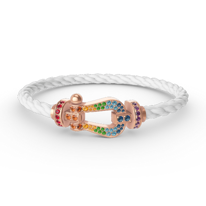 [⭐Corinne]FORCE LARGE HORSESHOE  COLORED DIAMOND BRACELET ROSE GOLD