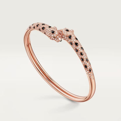 [⭐Corinne]PANTHERE DOUBLE HEADED HALF DIAMOND OPEN BRACELET
