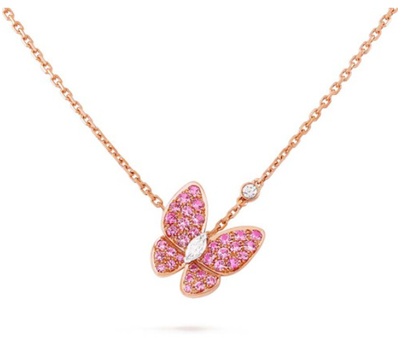 [⭐Corinne]BUTTERFLY RED DIAMOND ROSE GOLD NECKLACE