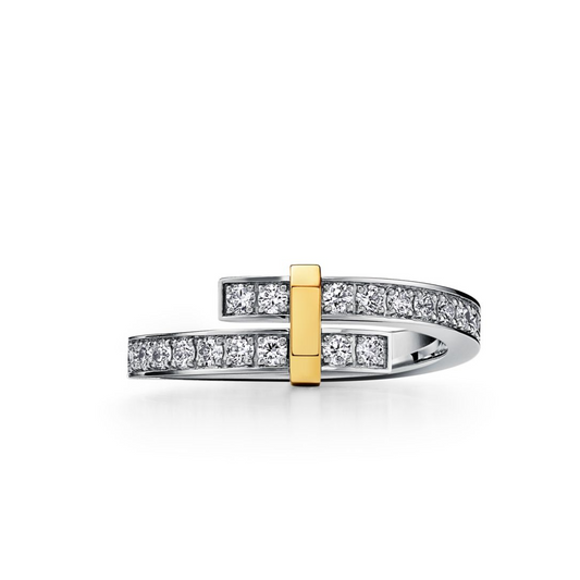 [Corinne]EDGE GOLD SILVER DIAMOND RING