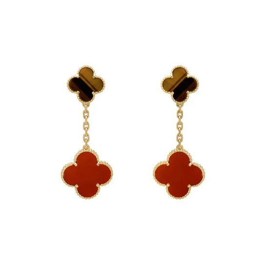 [⭐Corinne]CLOVER  2 MOTIF  TIGER EYE CARNELIAN EARRINGS
