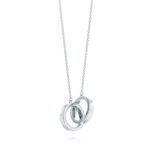 [Corinne]INTERLOCKING CIRCLES PENDANT SILVER SMALL NECKLACE