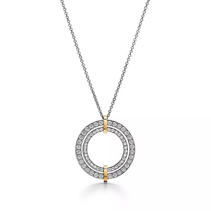 [Corinne]EDGE DIAMOND GOLD SILVER NECKLACE
