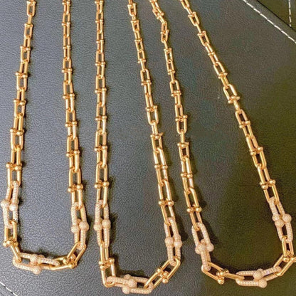 [Corinne]HARDWEAR GRADUATED LINK NECKLACE ROSE GOLD WITH PAVE DIAMONDS