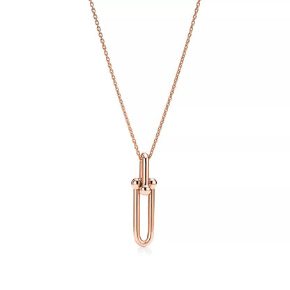 [Corinne]HARDWEAR DROP DOUBLE LINK PEDANT NECKLACE