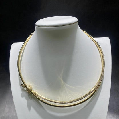 [Corinne]KNOT DOUBLE ROW NECKLACE IN YELLOW GOLD WITH DIAMONDS