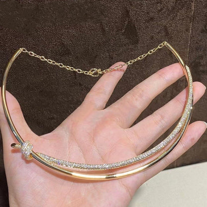 [Corinne]KNOT DOUBLE ROW NECKLACE IN YELLOW GOLD WITH DIAMONDS