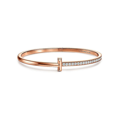 [Corinne]NARROW T1 HINGED BANGLE DIAMOND PINK GOLD