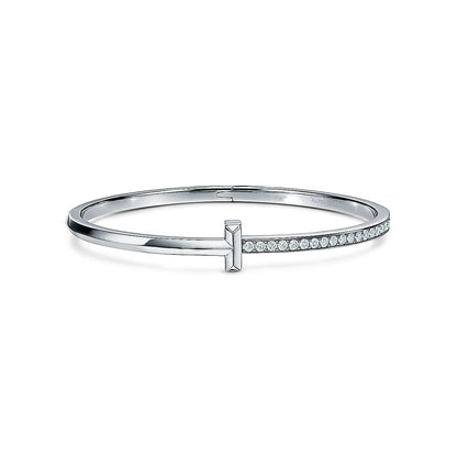 [Corinne]NARROW T1 HINGED BANGLE DIAMOND SILVER