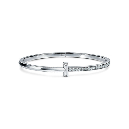 [Corinne]NARROW T1 HINGED BANGLE DIAMOND SILVER