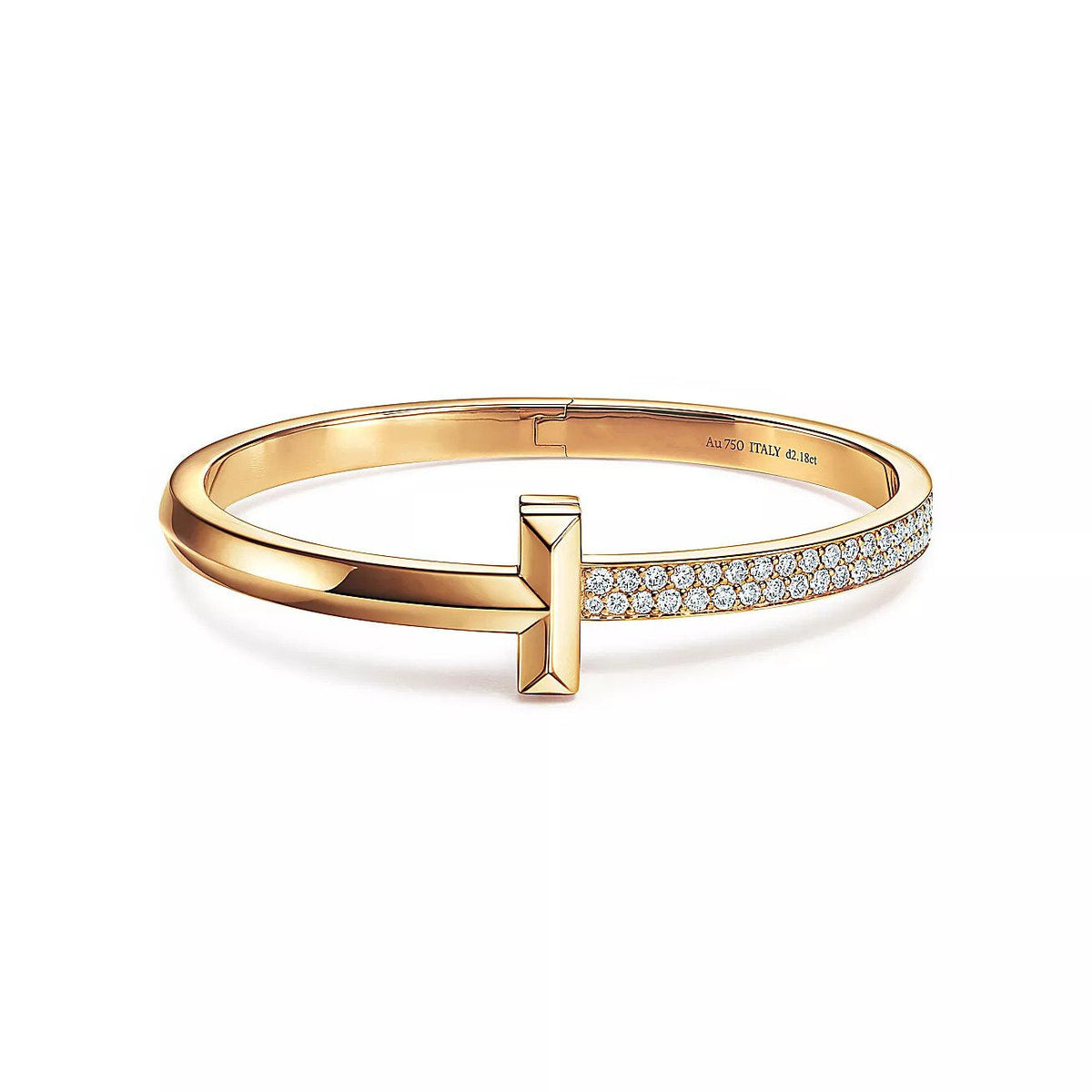 [Corinne]T1 WIDE DIAMOND HINGED BANGLE PINK GOLD