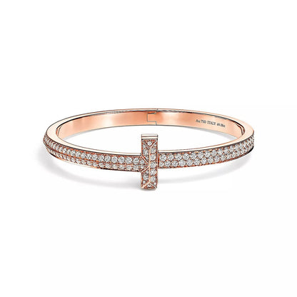 [Corinne]T1 WIDE HINGED BANGLE DIAMOND PAVED BRACELET