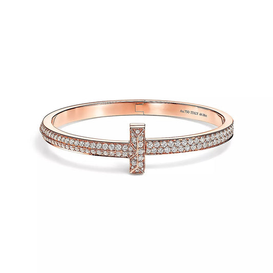[Corinne]T1 WIDE HINGED BANGLE DIAMOND PAVED BRACELET
