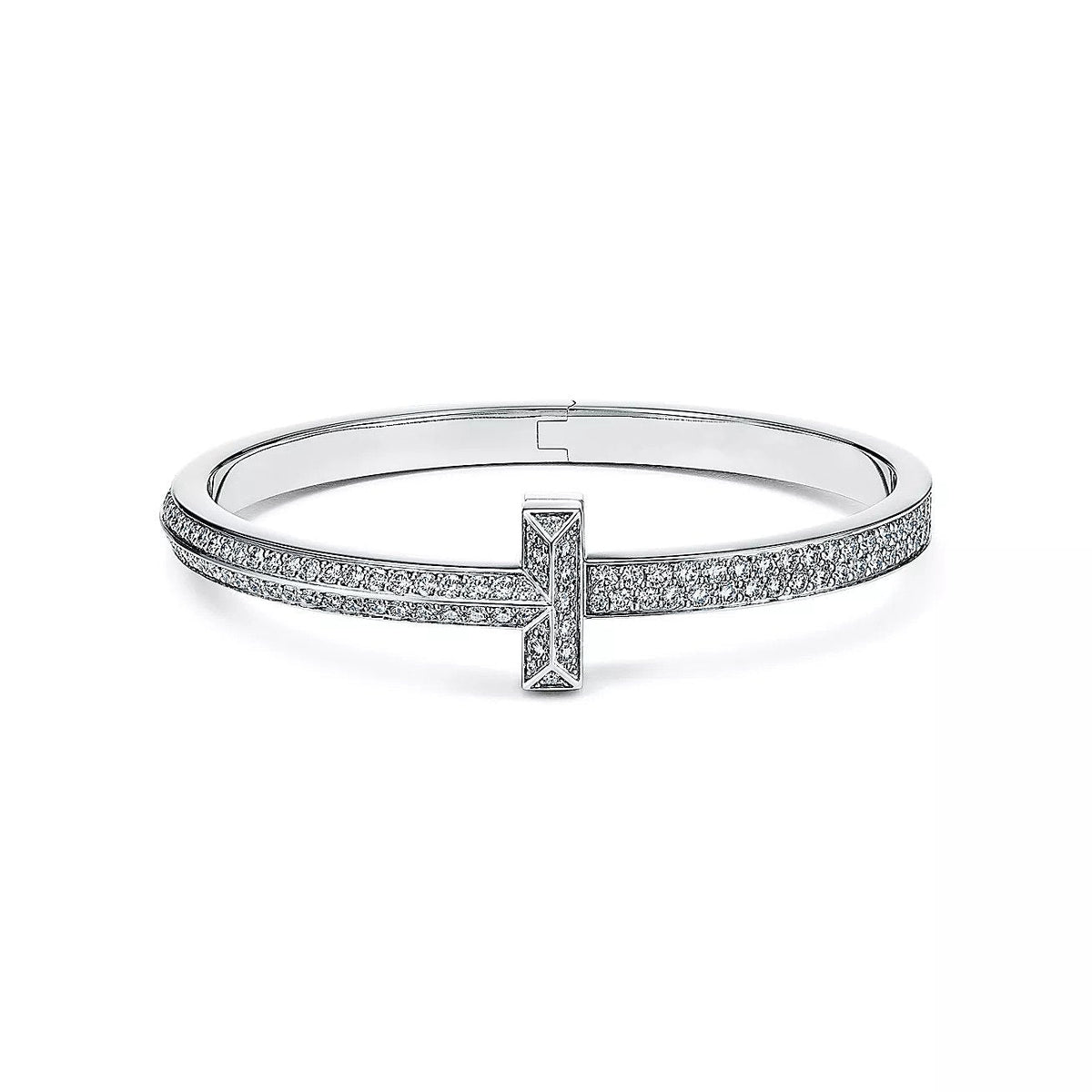 [Corinne]WIDE DIAMONDS HINGED BANGLE SILVER
