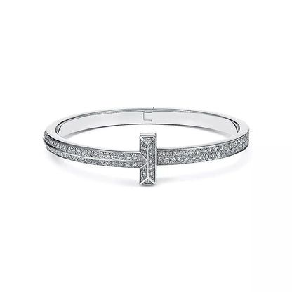 [Corinne]WIDE DIAMONDS HINGED BANGLE SILVER