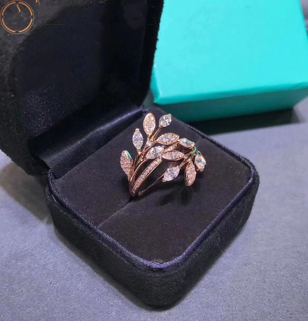 [Corinne]VICTORIA DIAMOND VINE BYPASS RING PINK GOLD