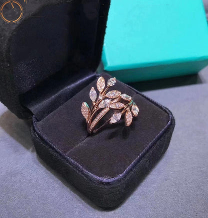 [Corinne]VICTORIA DIAMOND VINE BYPASS RING PINK GOLD