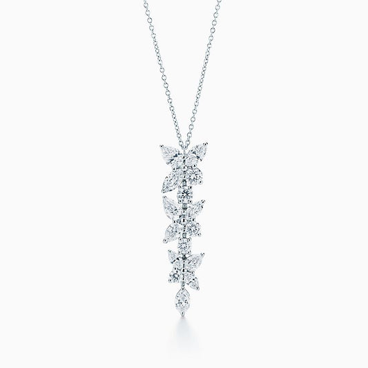 [Corinne]MIXED CLUSTER DIAMOND DROP PENDANT