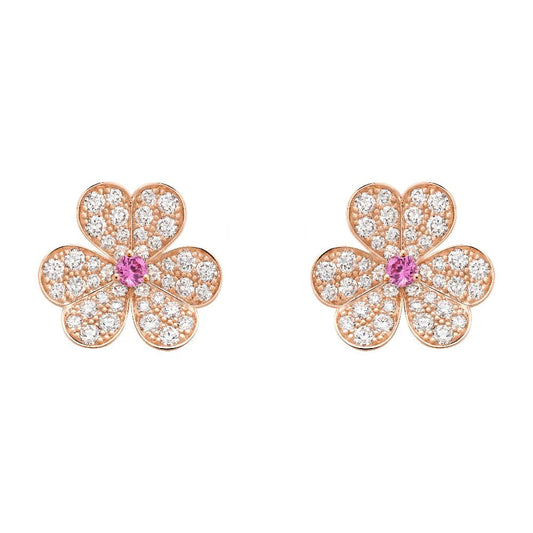 [⭐Corinne]FRIVOLE PINK GOLD FLOWER DIAMOND EARRINGS