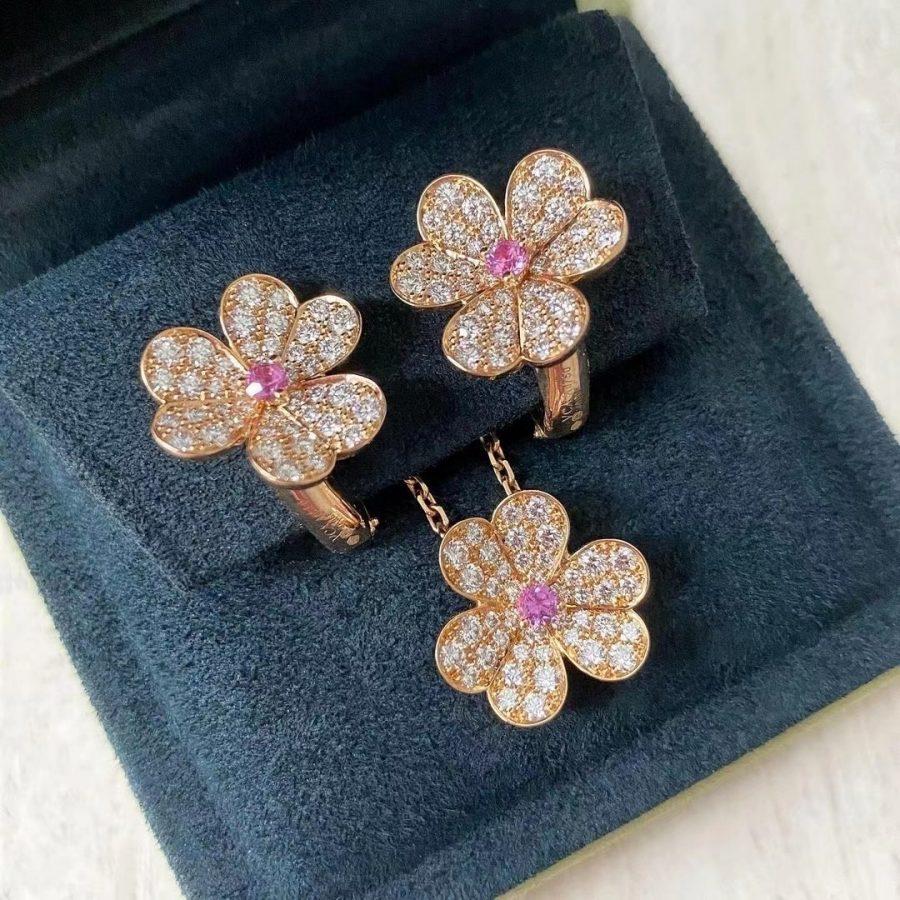 [⭐Corinne]FRIVOLE ROSE GOLD FLOWER DIAMOND NECKLACE