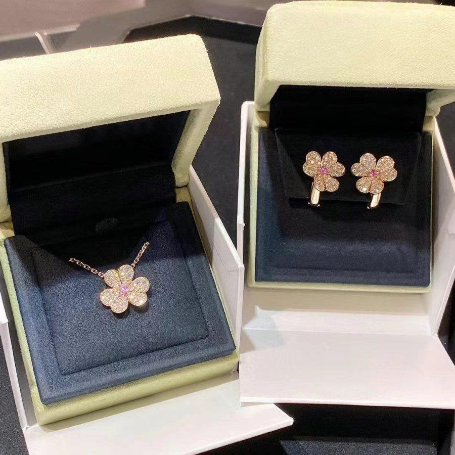 [⭐Corinne]FRIVOLE ROSE GOLD FLOWER DIAMOND NECKLACE