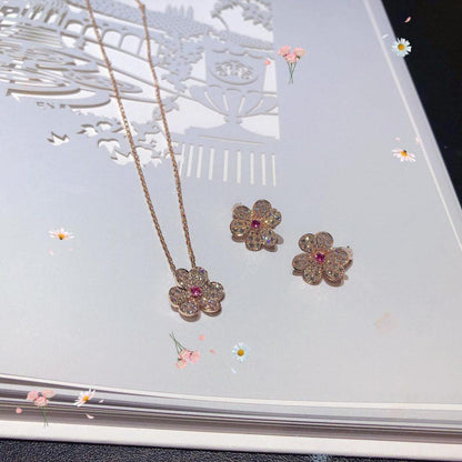 [⭐Corinne]FRIVOLE ROSE GOLD FLOWER DIAMOND NECKLACE
