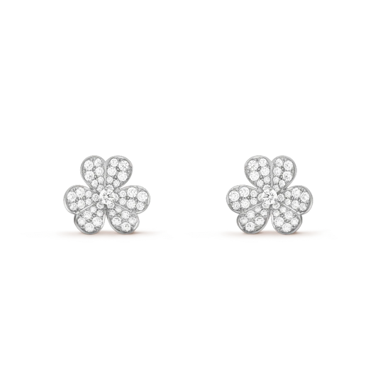 [⭐Corinne]FRIVOLE SILVER FLOWER DIAMOND EARRINGS